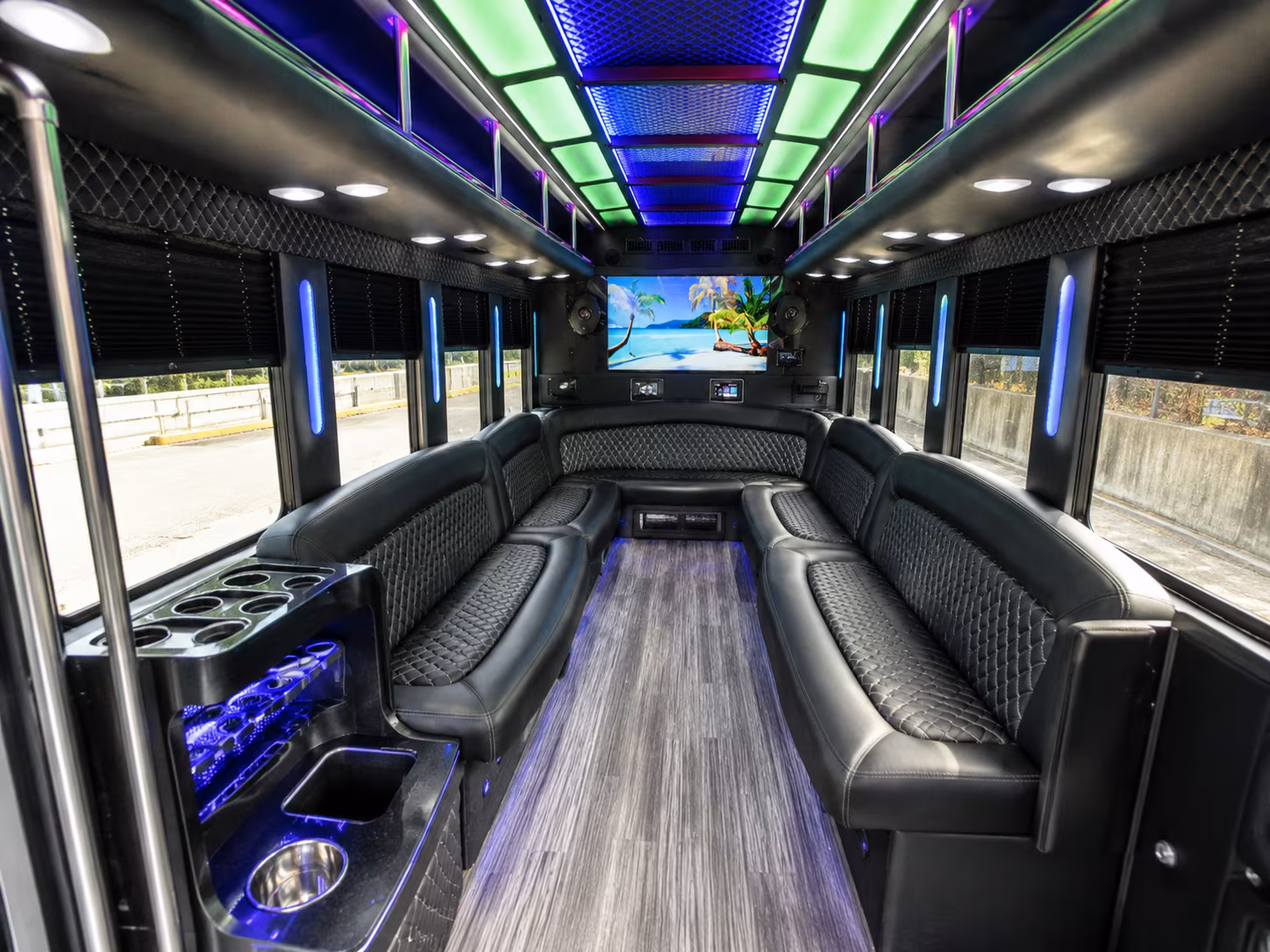 frederick 18 passenger party bus inside
