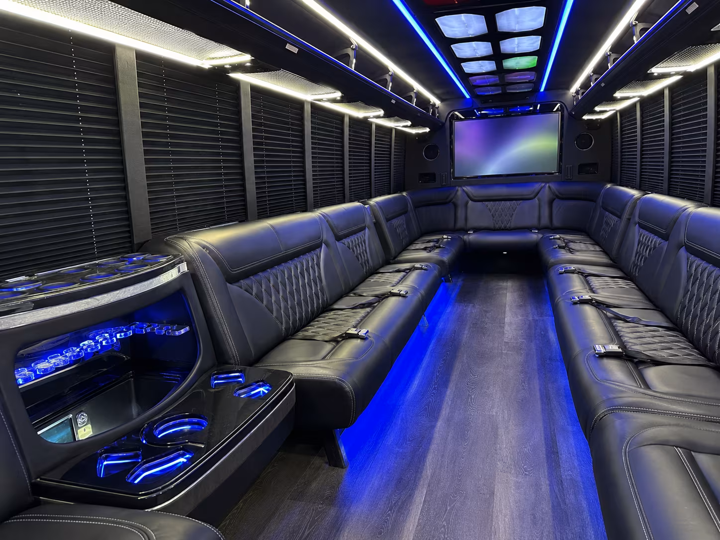 frederick 20 passenger party bus inside