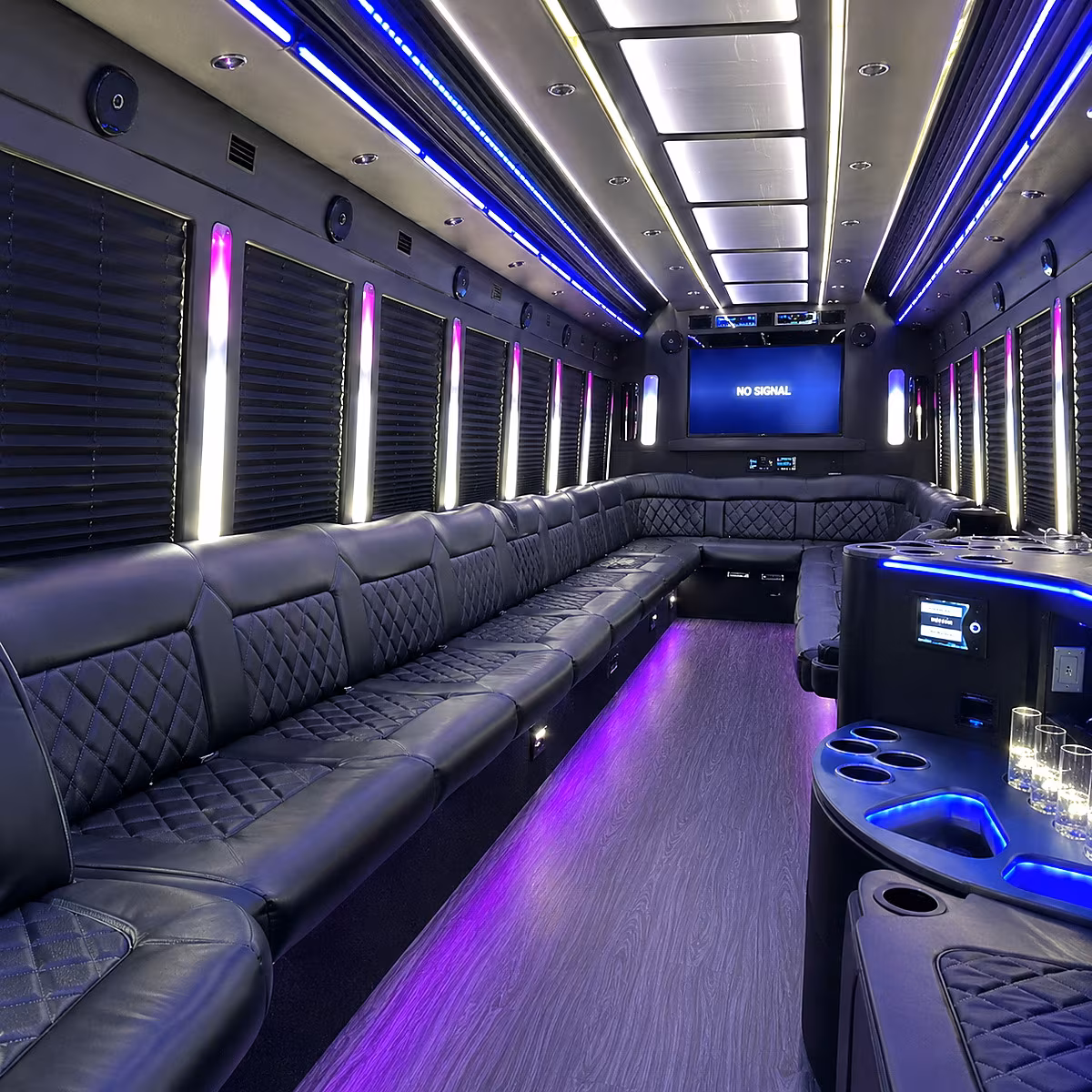 frederick 30 passenger party bus inside